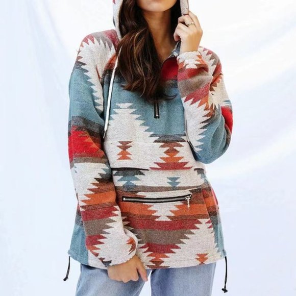 THE CHUMANI LADIES AZTEC PRINT HOODIE - Picture 2 of 4